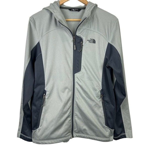 North Face Hoodie Jacket Men's Medium Gray Full-Zip Long Sleeve Zipper Pocket - Picture 1 of 6